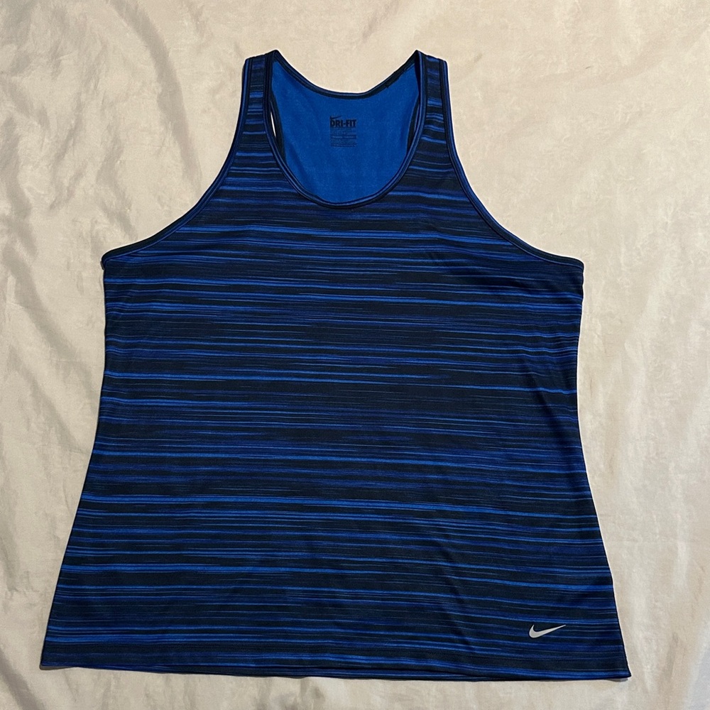 Nike Men’s Blue & Black Striped Dri-FIT Tank